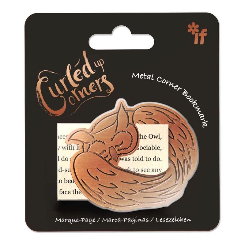 If Curled Up Corners Brass Bookmark - Sleepy Owl