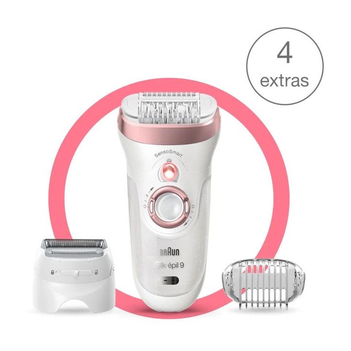 Braun Silk-Epil 9-720 Wet & Dry Epilator with 4 Extras + Shaver Head