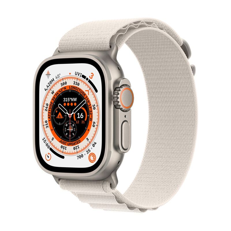 Apple Watch Ultra GPS + Cellular 49mm Gold Titanium Case with Starlight Alpine Loop - Medium