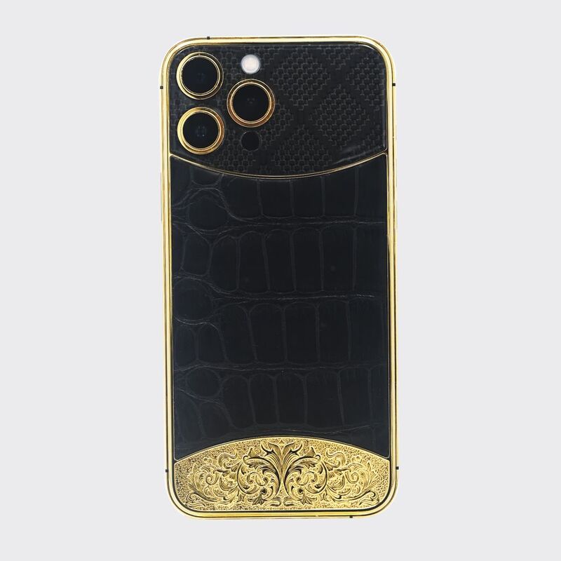 Mansa Design Custom iPhone 14 Pro Max 1TB - Gold & Leather