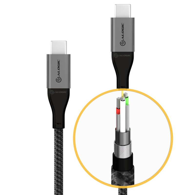 Alogic Super Ultra USB 2.0 USB-C to USB-C Cable 5A/480Mbps 1.5m Space Grey