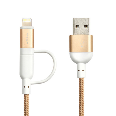 Adam Elements Peak II Duo Gold MFI Lightning & Micro-USB Cable 20cm