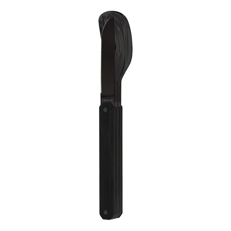 Akinod Straight Balck Mirror Finish Cutlery 12H34 - Ebony Wood