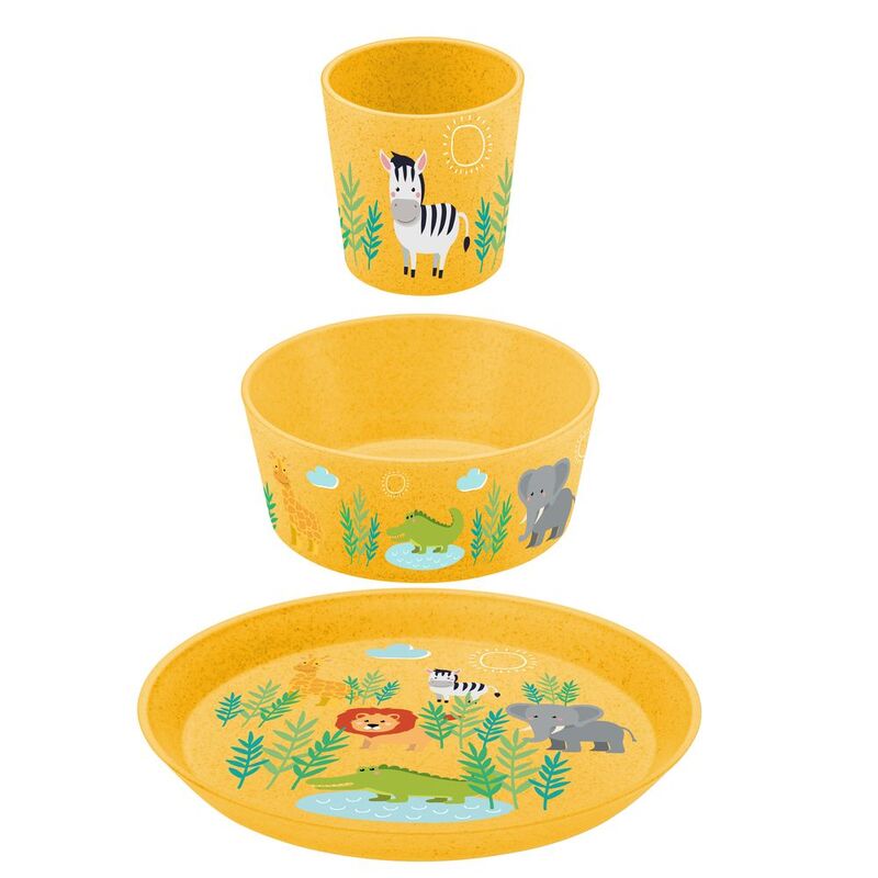 Koziol Connect Africa Small Plate + Bowl + Cup - Yellow