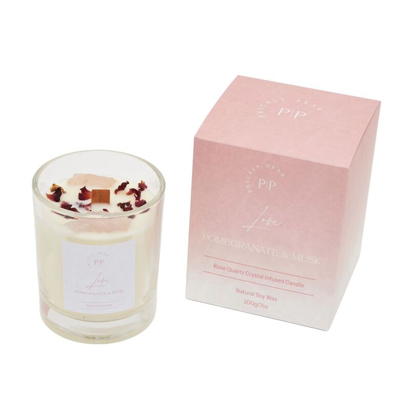 Prickly Pear Rose Quartz Crystal 'Love' Scented Candle - 200G