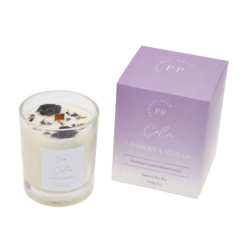 Prickly Pear Amethyst Crystal 'Calm' Scented Candle - 200G