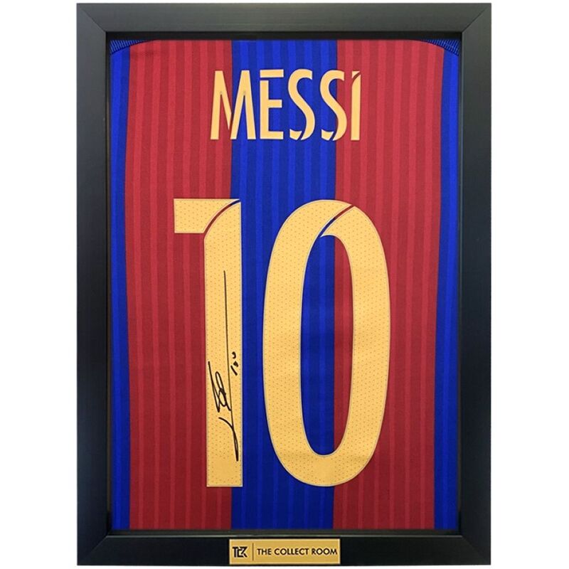 The Collect Room - Lionel Messi Official Back Signed Fc Barcelona 2016-17 Home Shirt With Fan Style Numbers