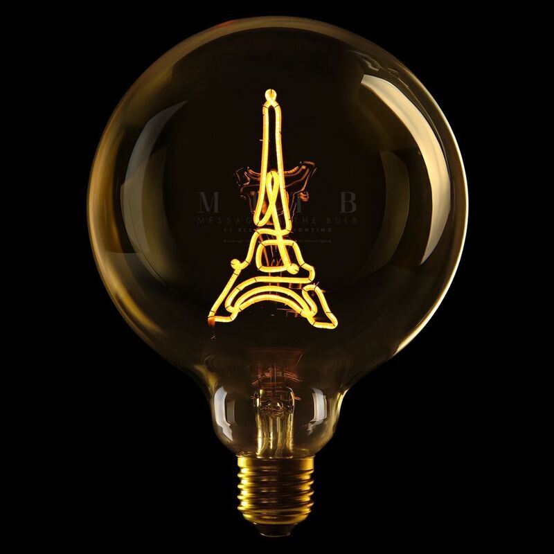 Message in the Bulb 904174X Eiffiel Tower LED Light Bulb (6 Volt) - Amber Glass - Amber Light