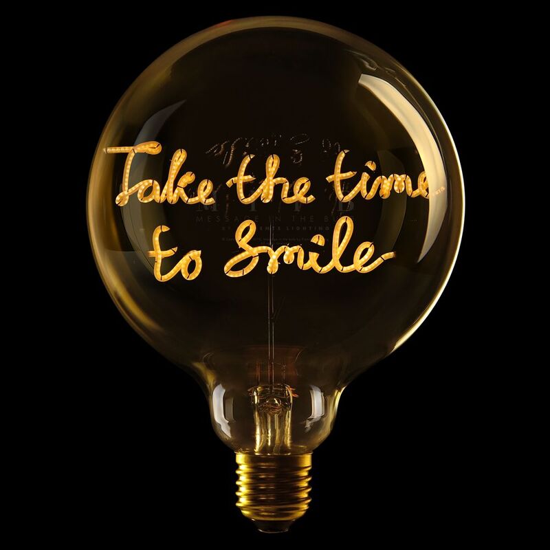 Message in the Bulb 904137X Take The Time To Smile LED Light Bulb (6 Volt) - Amber Glass - 2200K Light