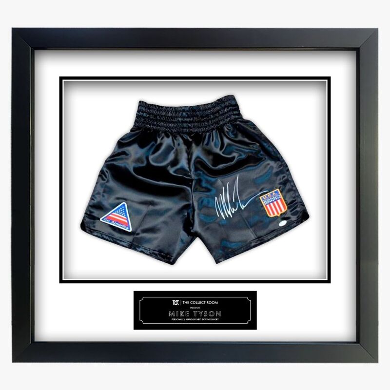 The Collect Room Mike Tyson Signed Black Trunk Framed
