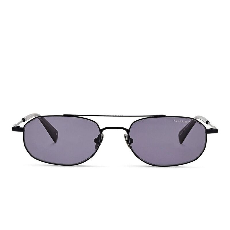 AllSaints Logo Oval Sunglasses - Black / Solid Grey (192086001)