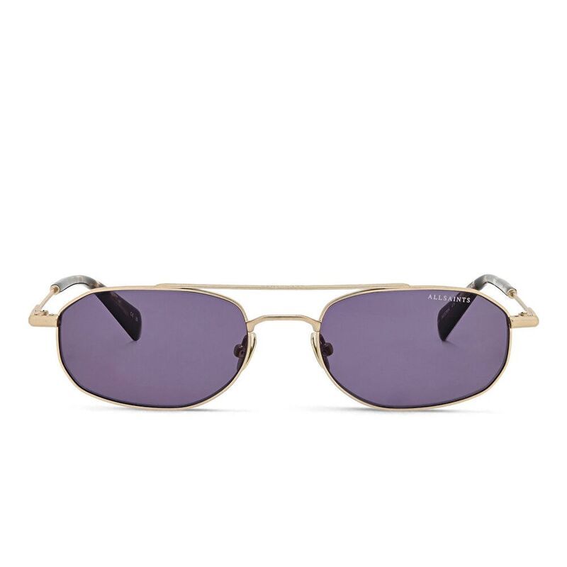 AllSaints Logo Oval Sunglasses - Gold / Solid Grey (192086002)