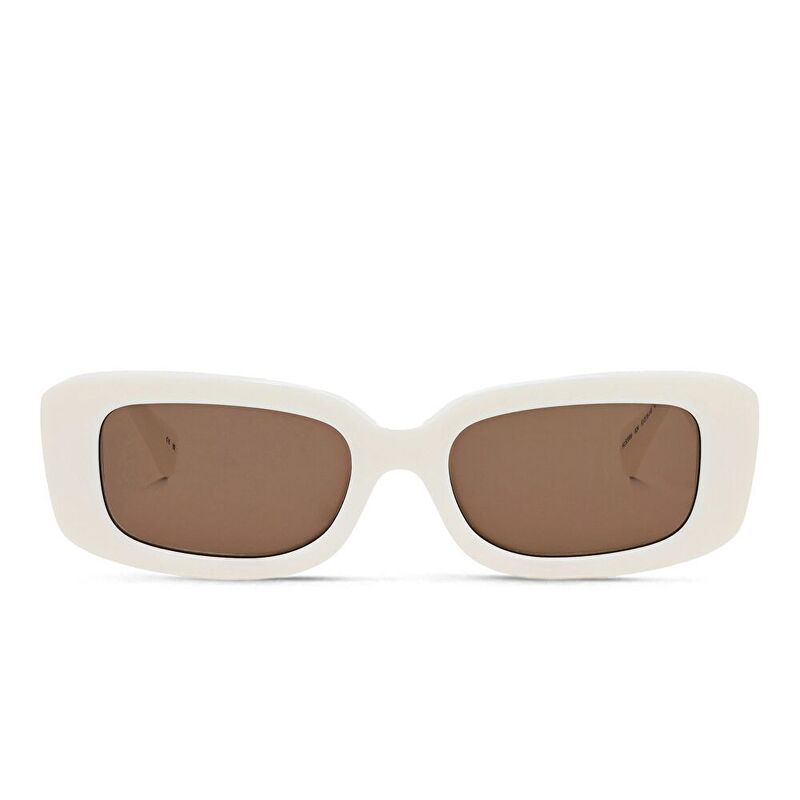 AllSaints Logo Rectangle Sunglasses - White / Solid Brown (192078003)
