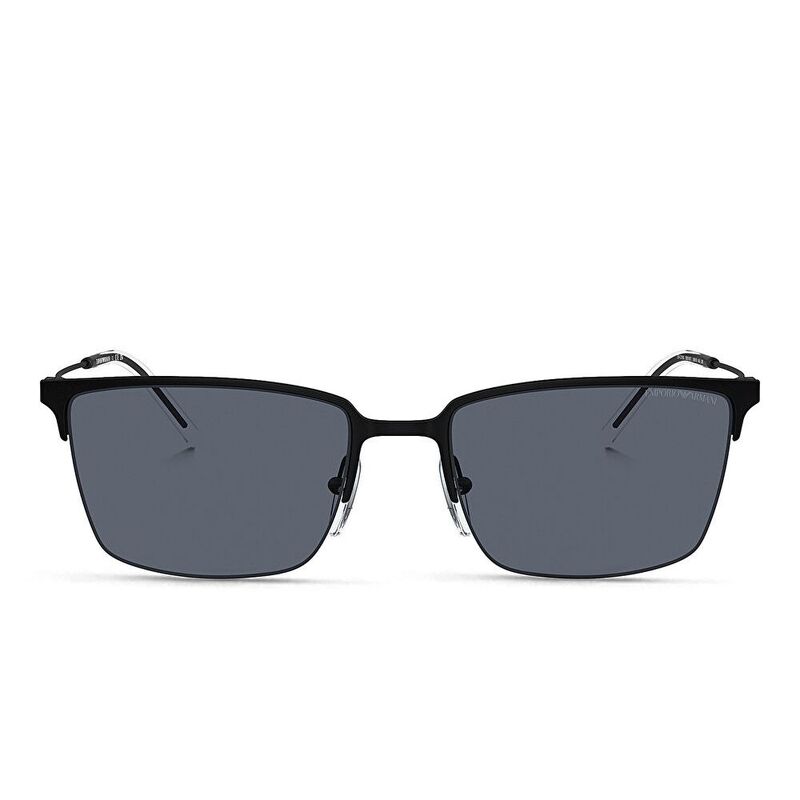 Emporio Armani Logo Half-Rim Square Sunglasses - Blue / Dark Grey (192507001)