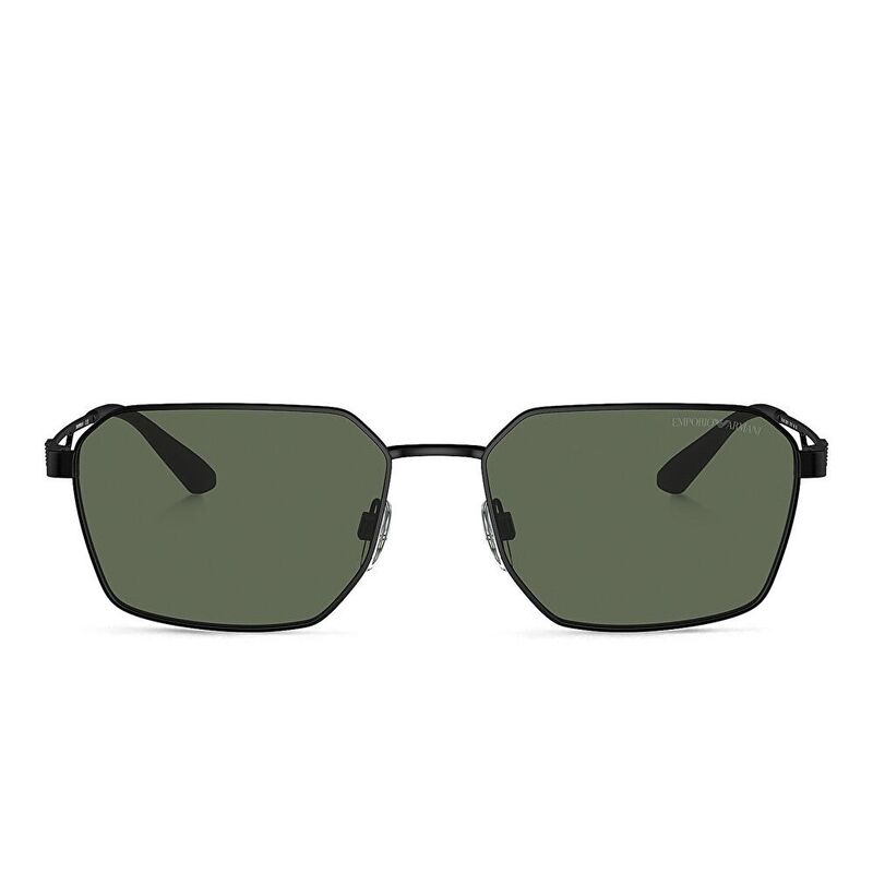 Emporio Armani Logo Irregular Sunglasses - Black / Dark Green (185555001)