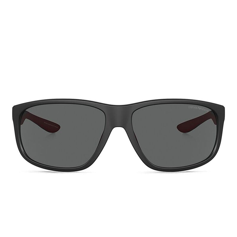 Emporio Armani Logo Rectangle Sunglasses - Black / Dark Grey (185561001)