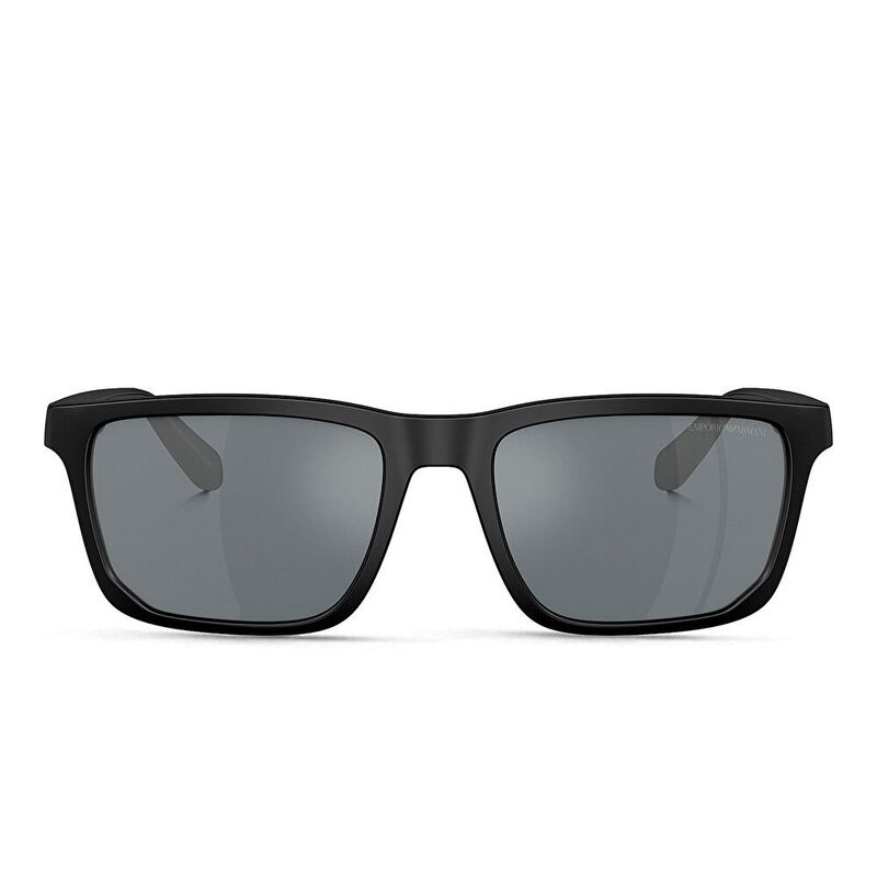 Emporio Armani Logo Rectangle Sunglasses - Brown / Grey Mirror Black (192506001)