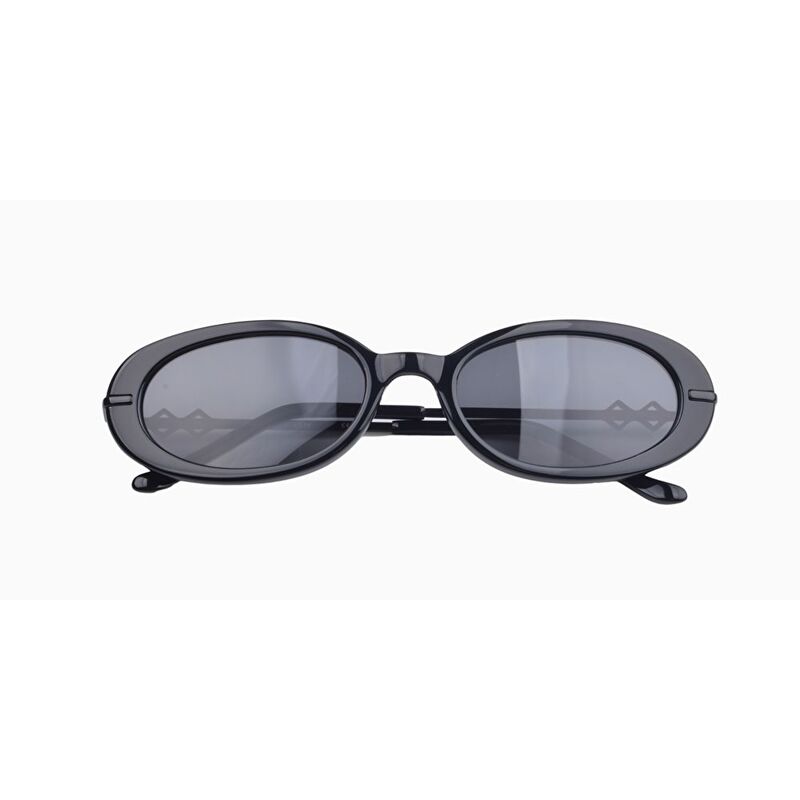 Karen Wazen Olivia Oval Sunglasses - Black / Black (186531001)