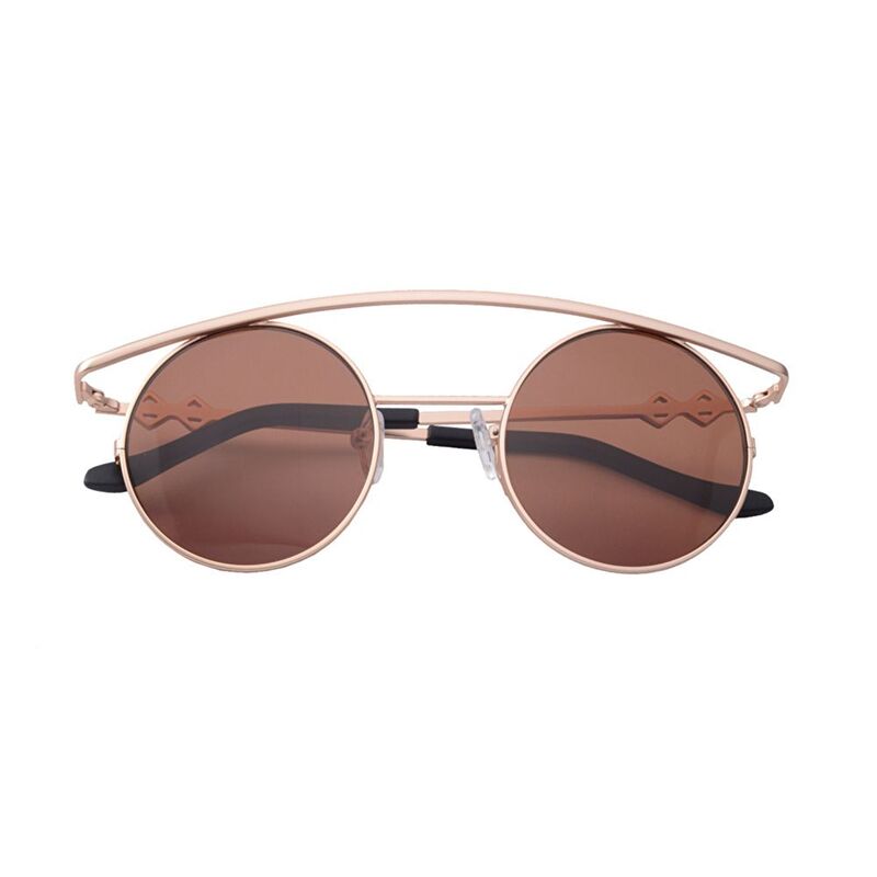 Karen Wazen Retro XL Round Sunglasses - Gold / Brown (186530002)