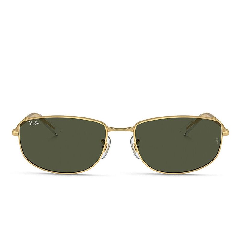 Ray-Ban Logo Unisex Irregular Sunglasses - Gold / Green (192641004)