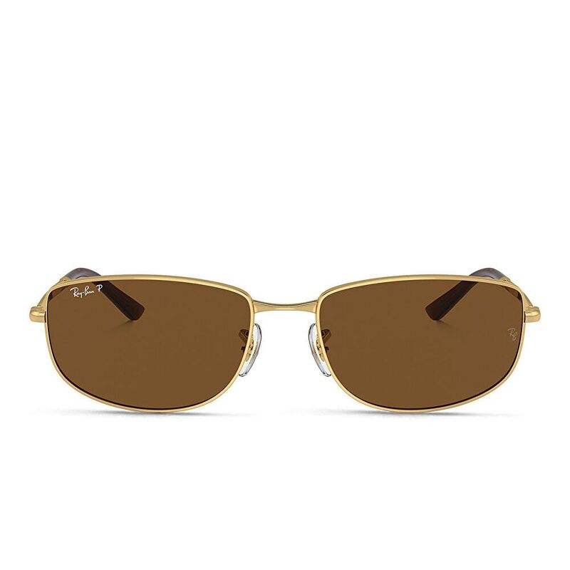 Ray-Ban Logo Unisex Irregular Sunglasses - Gold / Brown (192641002)