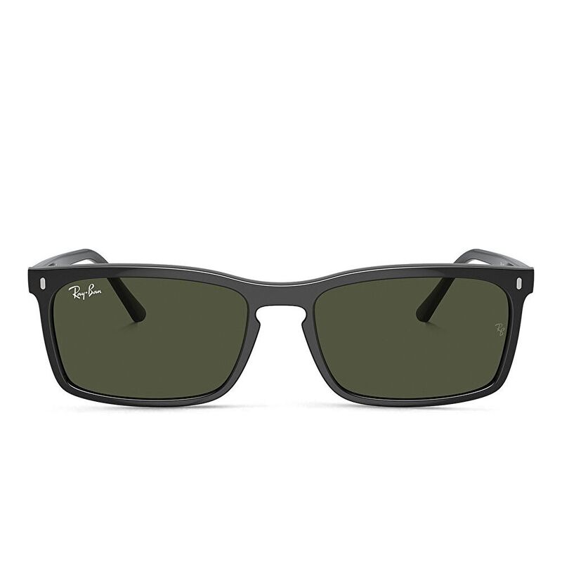 Ray-Ban Logo Unisex Rectangle Sunglasses - Black / Green (192643003)