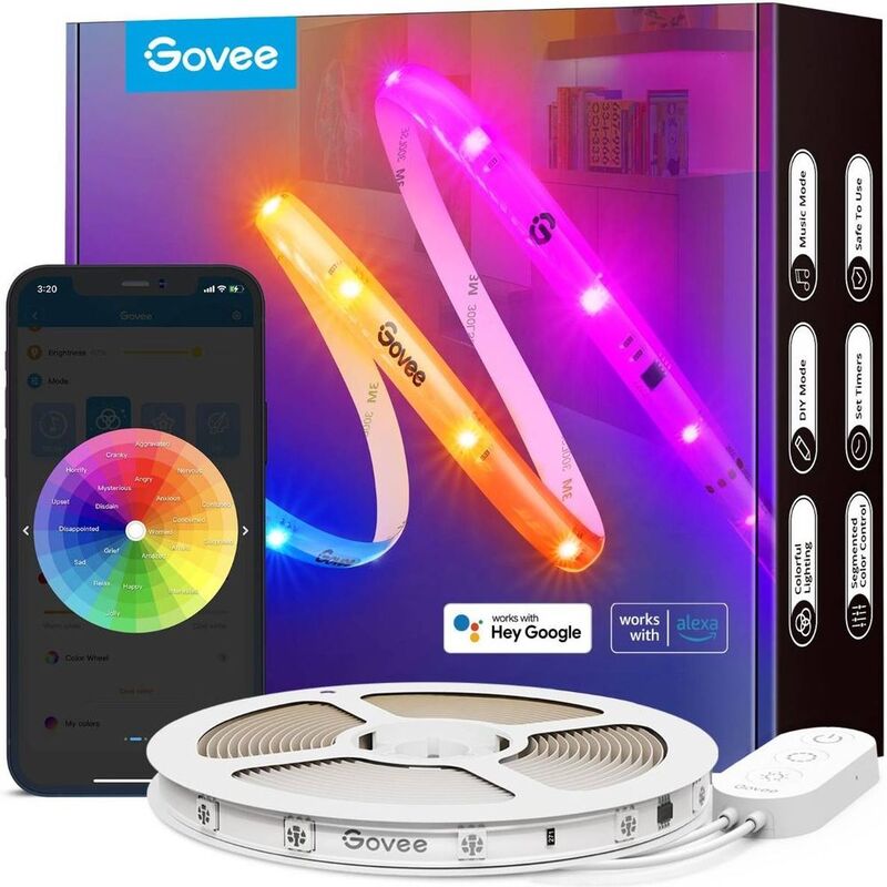 Govee RGB IC Wi-Fi + Bluetooth LED Strip Lights With Protective Coating (5m)