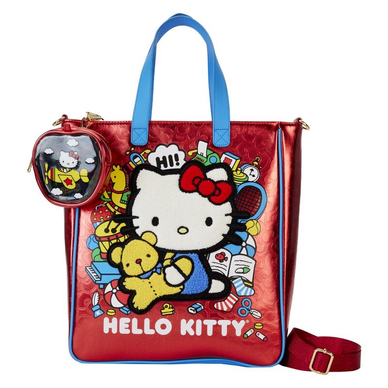 Loungefly Leather Hello Kitty 50th Anniversary Classic Metallic Tote with Coin Purse