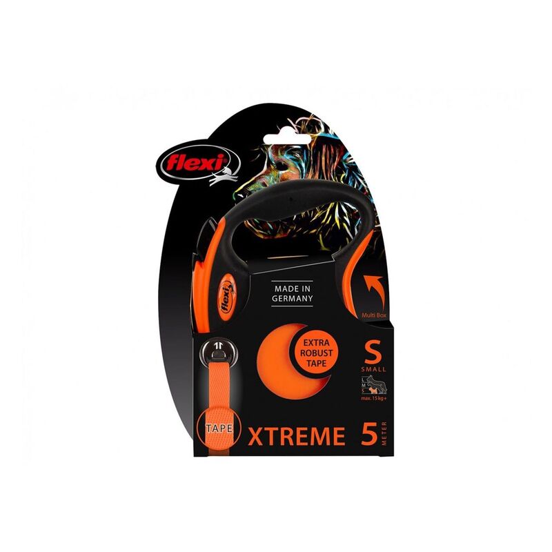 Flexi Xtreme S Tape Cat/Dog Leash 5M - Black/ Orange