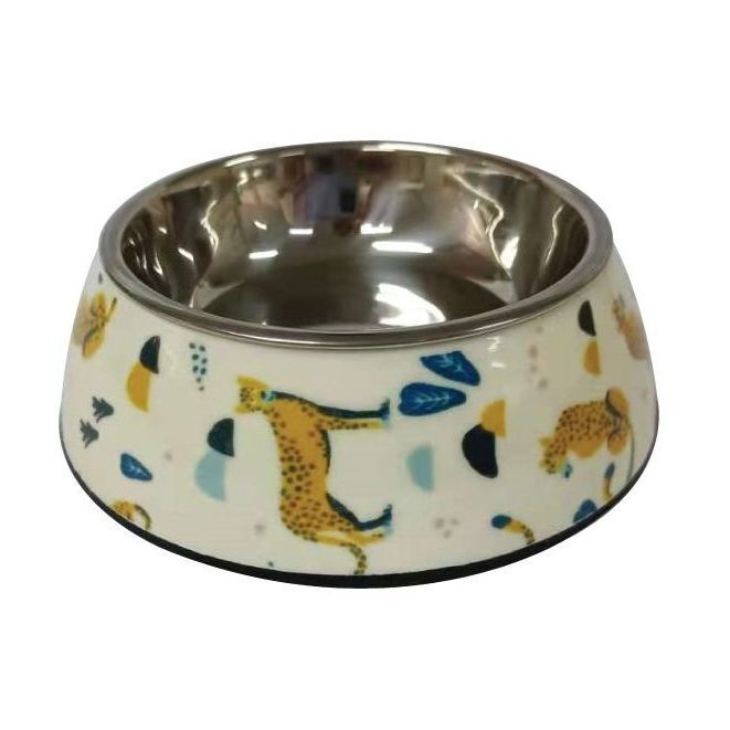 Nutrapet Applique Melamine Round Pet Bowl - Camel White - Large - 700/23.6 ml/oz (22 x 7.5 cm)