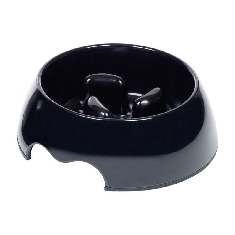 Nutrapet Melamine Slowfeeding Pet Bowl - Black Without Printing - Medium ml/oz (17.5 x 6.5 cm)