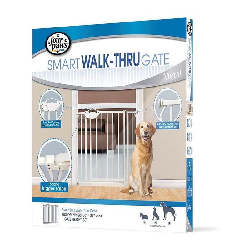 Four Paws Essential Walk Through Metal Pet Gate (30 x 30 Inch)