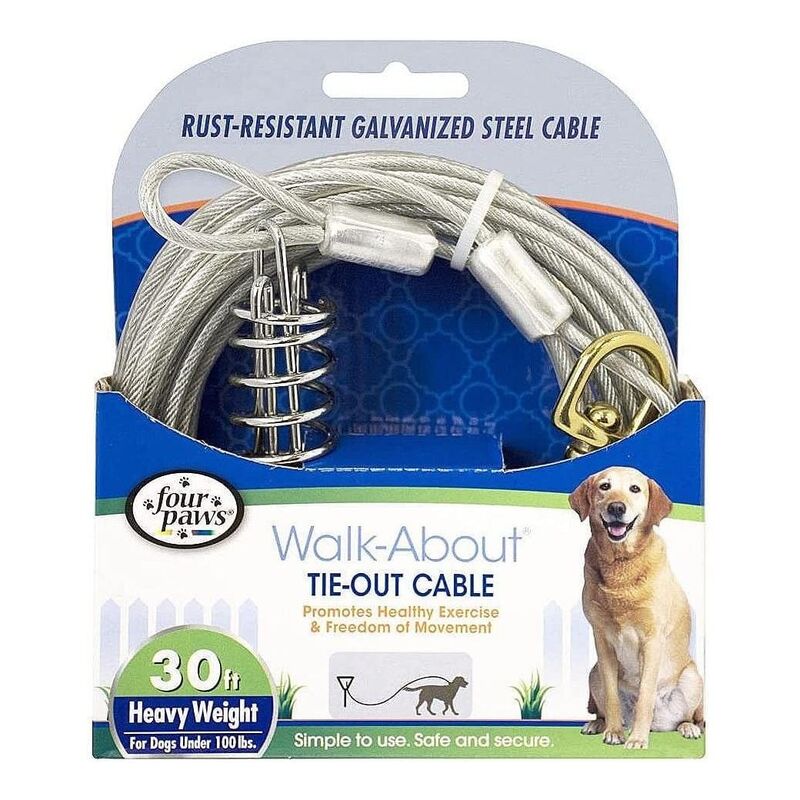 Four Paws Vinyl Coated Steel Cable Dog Tie Out Heavy Weight (30 ft.)
