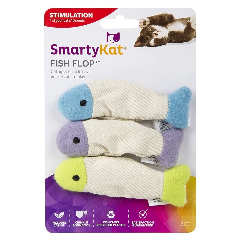 Smartykat Fish Flop Crinkle Catnip Toys (Set of 3)