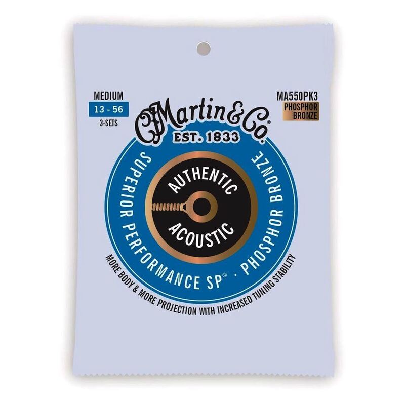 Martin Acoustic Guitar Strings Superior Performance SP - 92/8 Phosphor Medium - 3 Sets - 013 -.056 (3 Packs)