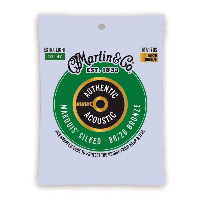 Martin Acoustic Guitar Strings Set Marquis Silked - 80/20 Bronze Extra Light - 010 -.047 - MA170S