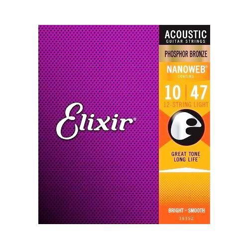 Elixir 12-String Nanoweb Phosphore Bronze Acoustic Guitar Strings - Light Guage