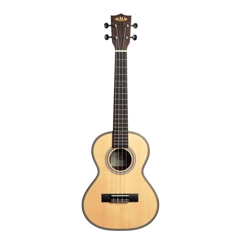 Kala Solid Spruce Top Striped Series Ebony Tenor Ukulele