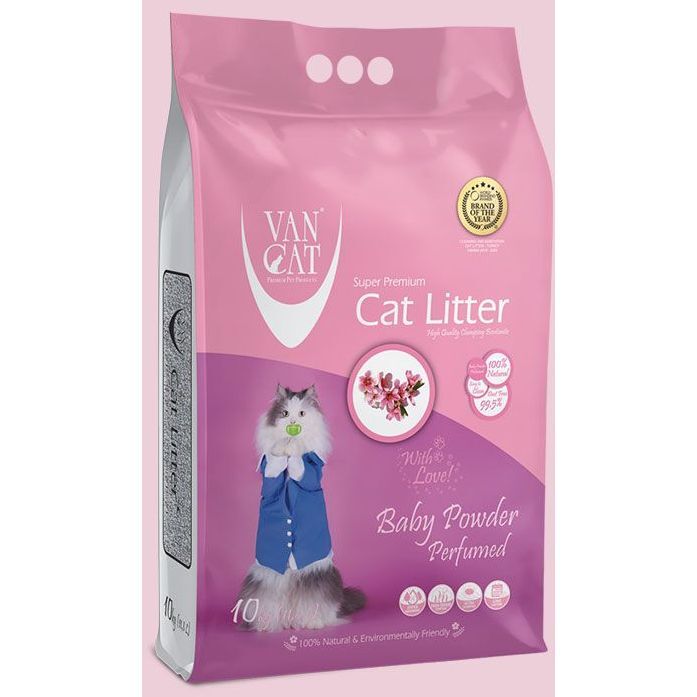 Van Cat White Bentonite Perfumed Clumping Cat Litter - Baby Powder 10 kg