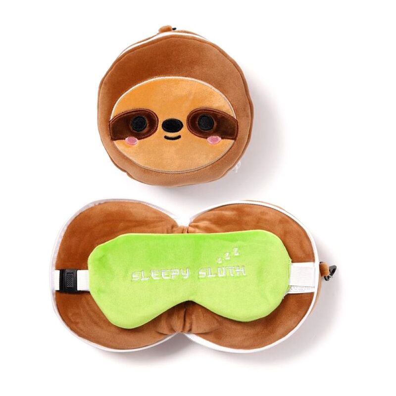 Puckator Sloth Plush Travel Pillow & Eye Mask