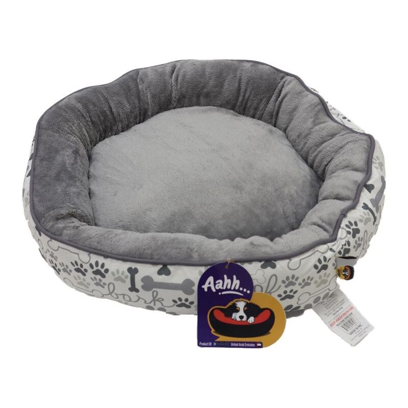 Nutrapet Aahh Dog Bed Snuggly L46 x W36 x H42 cm Flannel Grey Paw & Bones