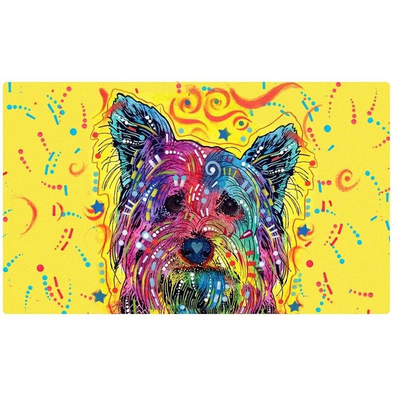 Drymate Dog Bowl Placemat Yorkie - Neon Yellow - 12 x 20 inch/30 cm x 50 cm