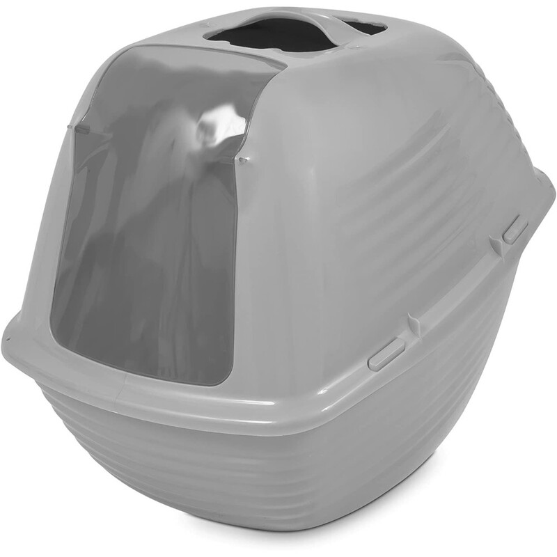 Petmate Stayfresh Cat Litter Tray Hooded with Door - Silver