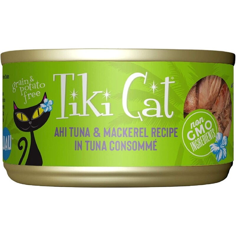 Tiki Cat Luau Wet Cat Food Papeekeo Luau Ahi Tuna Mackerel - 2.8 Oz. Can