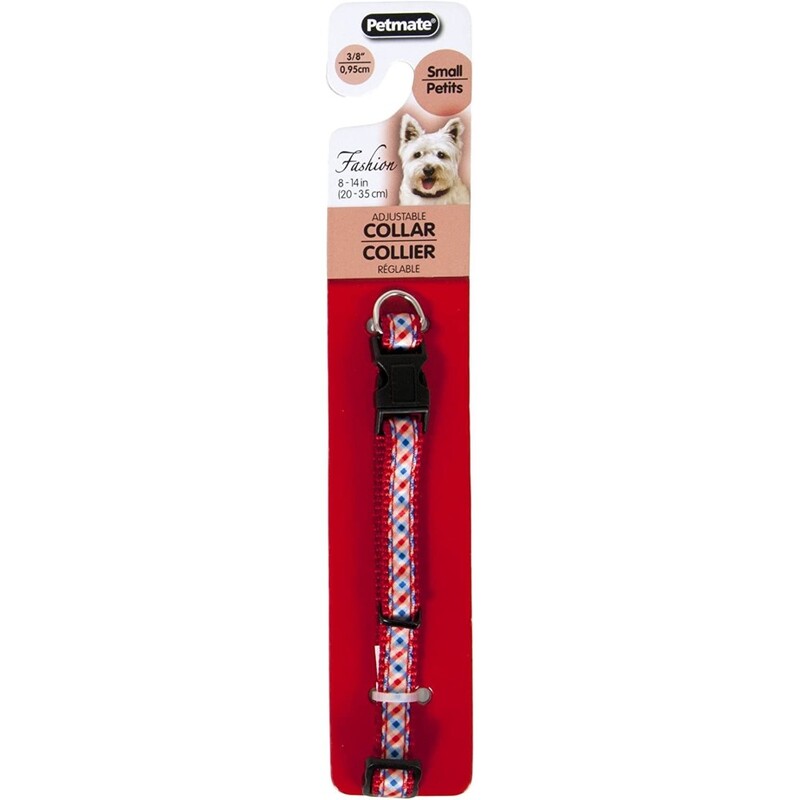 Aspen Pet mgd Plaid Brick Adjustable Collar - 3/8" x 8-12" - Red