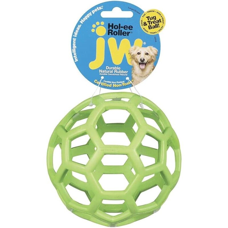 Jw Pet Hol-Ee Roller Original Do It All Dog Toy Puzzle Ball - Natural Rubber - Assorted Colors - Small