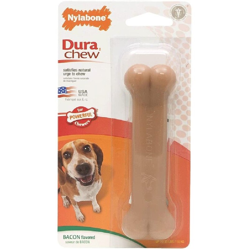 Nylabone Dura Chew Extreme Tough Dog Chew Toy Bone - Bacon Flavour - Xs - For Dogs Up To 7 Kg