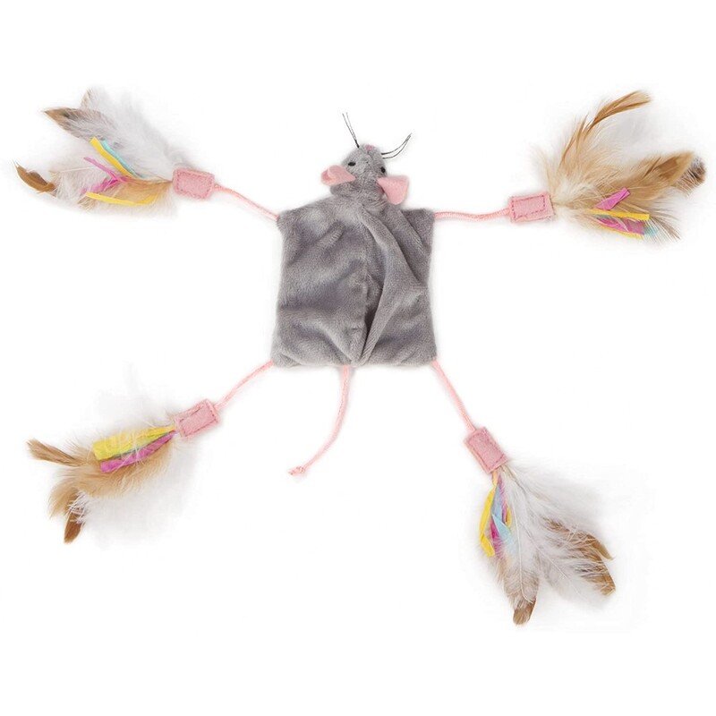 Petlinks Cutie Mouse Feathered Crinkle Cat Toy