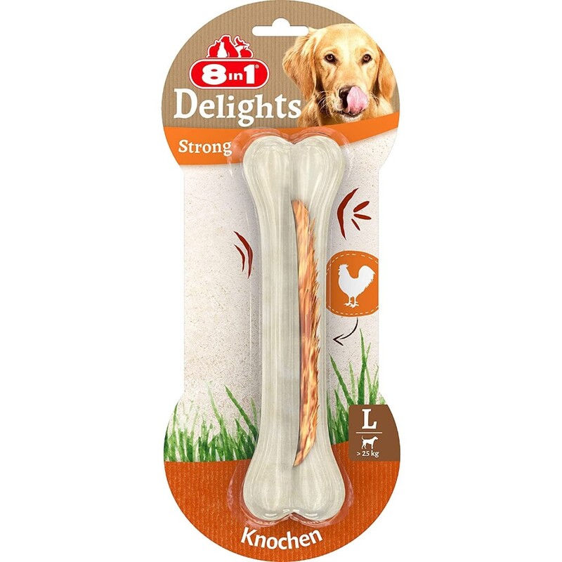 8IN1 Delights Chicken Chew Bone Strong - Large Tasty Dog Treats