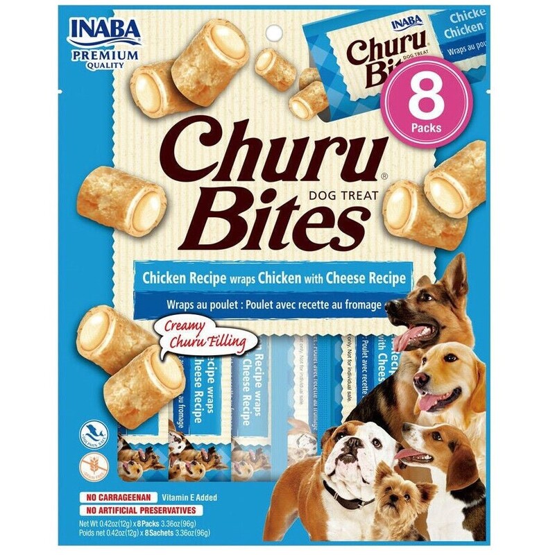 Inaba Churu Bites Chicken Recipe Wraps with Cheese Dog Treats 12G/8 Packs Per Pack